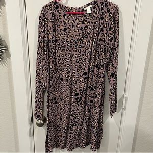 H&M Purple Leopard Dress, long sleeved.